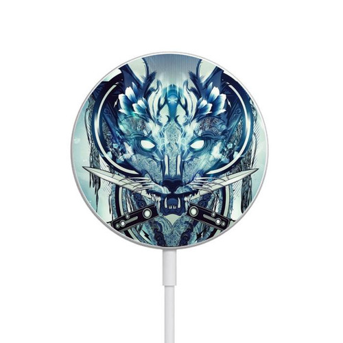 S1135 Wolf with knives Rock Magnetisches kabelloses Ladepad mit MagSafe 15W für iPhone 16 15 14 13 12