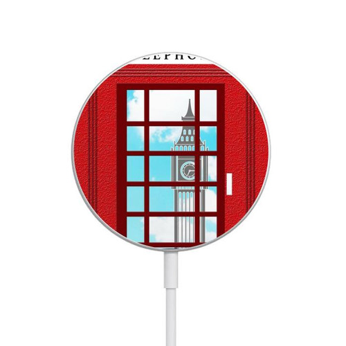 S2059 England British Telephone Box Minimalist Magnetisches kabelloses Ladepad mit MagSafe 15W für iPhone 16 15 14 13 12