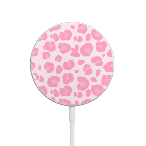 S2213 Pink Leopard Pattern Magnetisches kabelloses Ladepad mit MagSafe 15W für iPhone 16 15 14 13 12