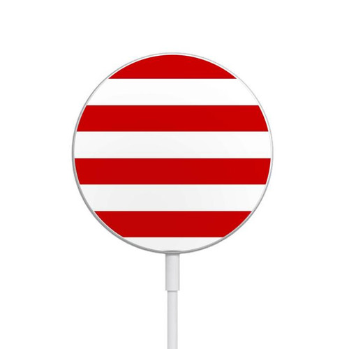 S2364 Red and White Striped Magnetisches kabelloses Ladepad mit MagSafe 15W für iPhone 16 15 14 13 12