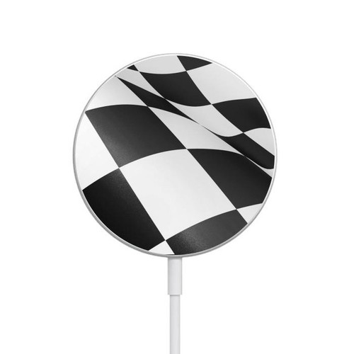 S2408 Checkered Winner Flag Magnetisches kabelloses Ladepad mit MagSafe 15W für iPhone 16 15 14 13 12
