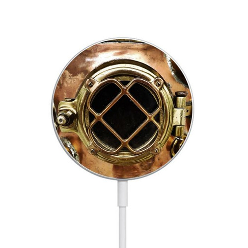 S2412 Vintage Deep Sea Diving Helmet Magnetisches kabelloses Ladepad mit MagSafe 15W für iPhone 16 15 14 13 12