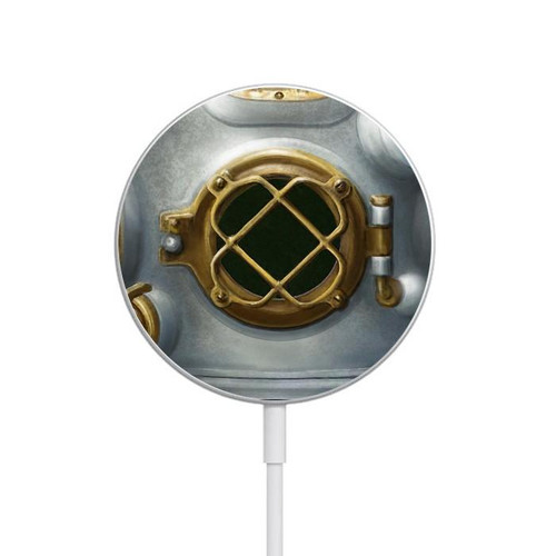 S2646 Vintage Deep Sea Diver Helmet Magnetisches kabelloses Ladepad mit MagSafe 15W für iPhone 16 15 14 13 12