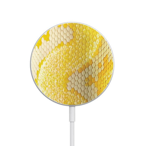 S2713 Yellow Snake Skin Graphic Printed Magnetisches kabelloses Ladepad mit MagSafe 15W für iPhone 16 15 14 13 12