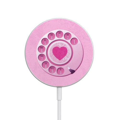 S2847 Pink Retro Rotary Phone Magnetisches kabelloses Ladepad mit MagSafe 15W für iPhone 16 15 14 13 12