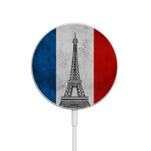 S2859 Vintage France Flag Eiffel Tower Magnetisches kabelloses Ladepad mit MagSafe 15W für iPhone 16 15 14 13 12