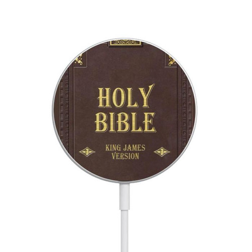 S2889 Holy Bible Cover King James Version Magnetisches kabelloses Ladepad mit MagSafe 15W für iPhone 16 15 14 13 12
