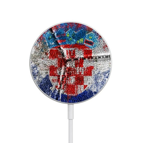 S3313 Croatia Flag Vintage Football Graphic Magnetisches kabelloses Ladepad mit MagSafe 15W für iPhone 16 15 14 13 12