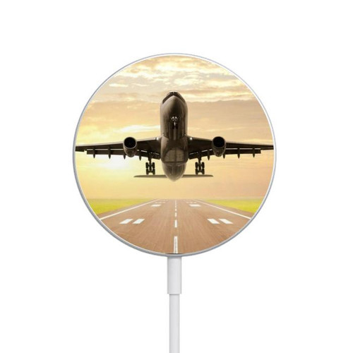 S3837 Airplane Take off Sunrise Magnetisches kabelloses Ladepad mit MagSafe 15W für iPhone 16 15 14 13 12