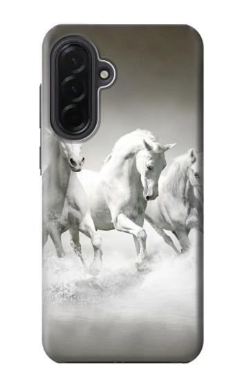 S0933 White Horses Hülle Schutzhülle Taschen für Samsung Galaxy A36