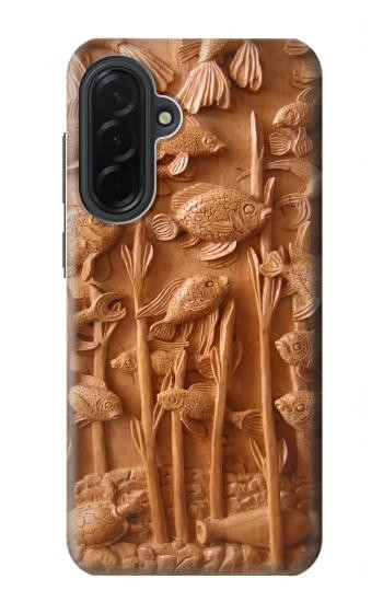 S1307 Fish Wood Carving Graphic Printed Hülle Schutzhülle Taschen für Samsung Galaxy A36