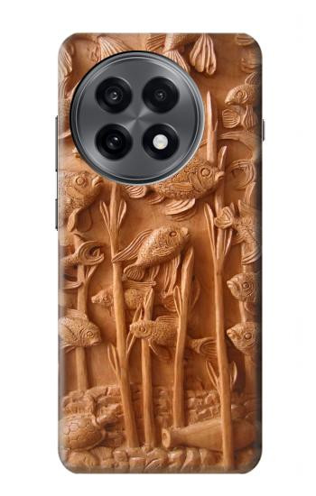 S1307 Fish Wood Carving Graphic Printed Hülle Schutzhülle Taschen für OnePlus 13R