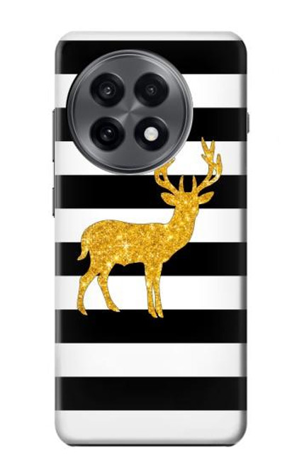 S2794 Black and White Striped Deer Gold Sparkles Hülle Schutzhülle Taschen für OnePlus 13R