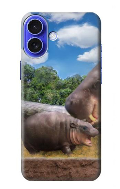 S4031 Baby Hippo Hippopotamus Family Hülle Schutzhülle Taschen für iPhone 16