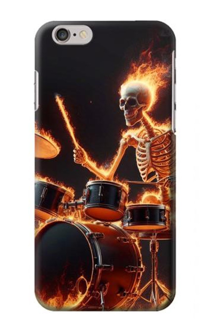 S3985 Fire Skull Drummer Hülle Schutzhülle Taschen für iPhone 6 6S