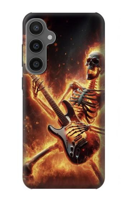 S3984 Fire Skeleton Playing Guitar Hülle Schutzhülle Taschen für Samsung Galaxy S23 FE