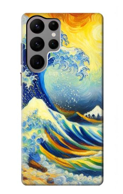 S4005 Oil Color Painting Great Waves Hülle Schutzhülle Taschen für Samsung Galaxy S23 Ultra