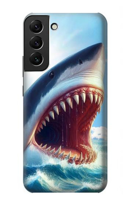 S4004 Oil Color Painting Giant Shark Hülle Schutzhülle Taschen für Samsung Galaxy S22 Plus