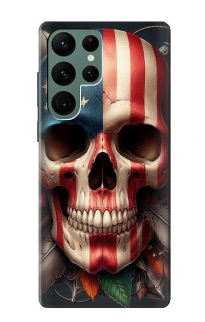 S4015 Skull American Flag Hülle Schutzhülle Taschen für Samsung Galaxy S22 Ultra