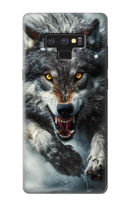 S3965 Angry Wolf Running Hülle Schutzhülle Taschen für Note 9 Samsung Galaxy Note9