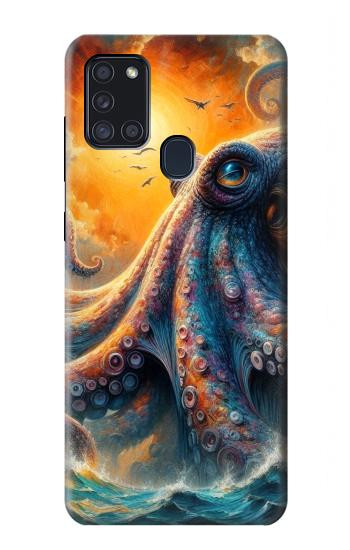 S4003 Oil Color Painting Giant Octopus Hülle Schutzhülle Taschen für Samsung Galaxy A21s