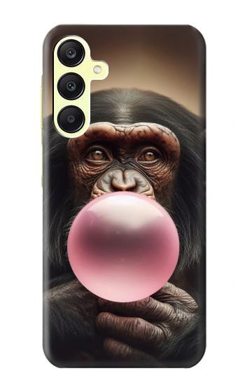S3973 Chimpanzee Blowing Pink Bubblegum Hülle Schutzhülle Taschen für Samsung Galaxy A25 5G