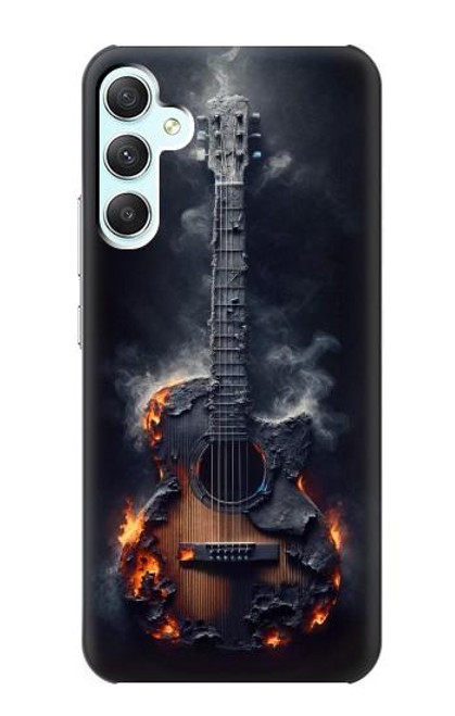 S3972 Burned Acoustic Guitar Graphic Hülle Schutzhülle Taschen für Samsung Galaxy A34 5G