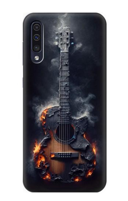 S3972 Burned Acoustic Guitar Graphic Hülle Schutzhülle Taschen für Samsung Galaxy A50