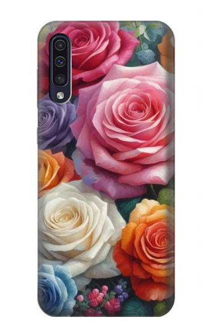 S3975 Colorful Roses Painting Hülle Schutzhülle Taschen für Samsung Galaxy A50