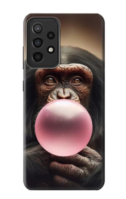 S3973 Chimpanzee Blowing Pink Bubblegum Hülle Schutzhülle Taschen für Samsung Galaxy A52s 5G