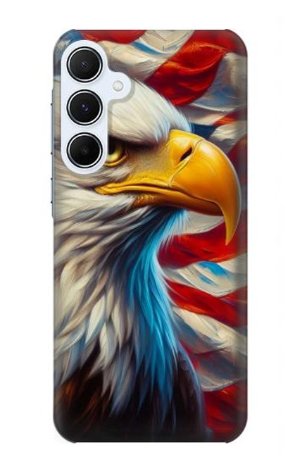 S3967 Bald Eagle American Flag Hülle Schutzhülle Taschen für Samsung Galaxy A55 5G