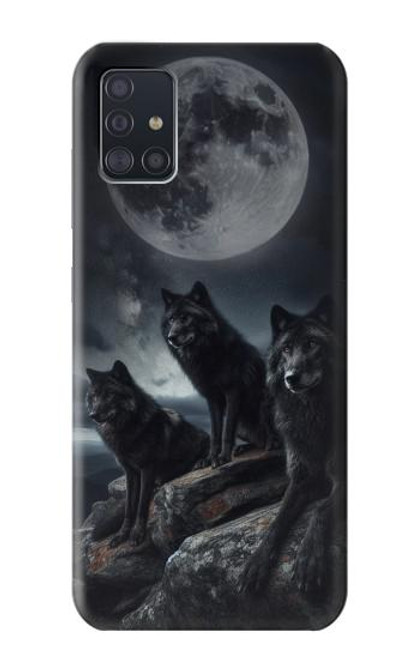 S3970 Black Wolf Full Moon Hülle Schutzhülle Taschen für Samsung Galaxy A51