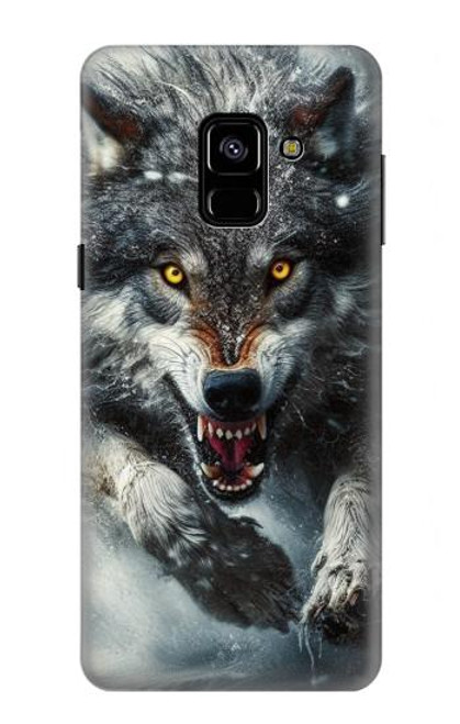 S3965 Angry Wolf Running Hülle Schutzhülle Taschen für Samsung Galaxy A8 (2018)