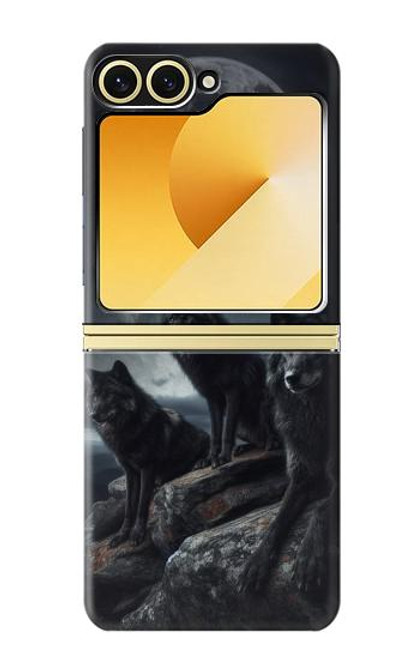 S3970 Black Wolf Full Moon Hülle Schutzhülle Taschen für Samsung Galaxy Z Flip 6