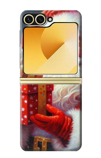 S4029 Xmas Smiling Santa Claus Gift Box Hülle Schutzhülle Taschen für Samsung Galaxy Z Flip 6, Flip 7 FE