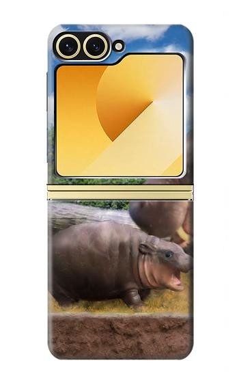 S4031 Baby Hippo Hippopotamus Family Hülle Schutzhülle Taschen für Samsung Galaxy Z Flip 6, Flip 7 FE