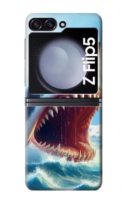 S4004 Oil Color Painting Giant Shark Hülle Schutzhülle Taschen für Samsung Galaxy Z Flip 5