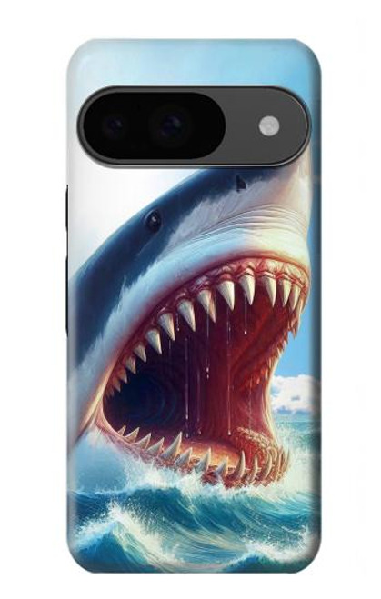 S4004 Oil Color Painting Giant Shark Hülle Schutzhülle Taschen für Google Pixel 9