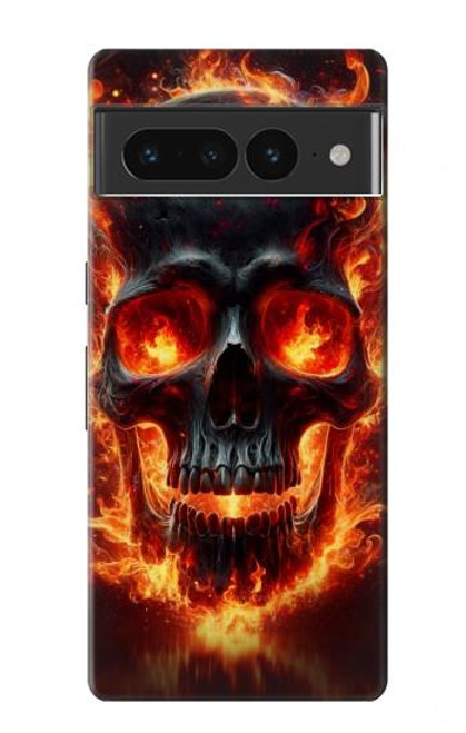 S3986 Fire Skull Hülle Schutzhülle Taschen für Google Pixel 7 Pro
