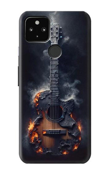 S3972 Burned Acoustic Guitar Graphic Hülle Schutzhülle Taschen für Google Pixel 4a 5G