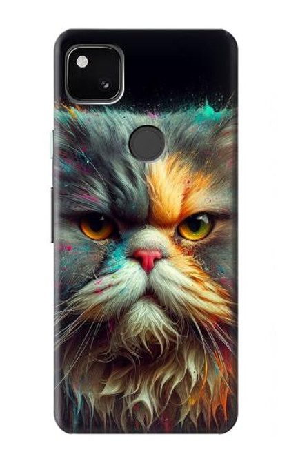 S3971 Cat Painted Color Hülle Schutzhülle Taschen für Google Pixel 4a