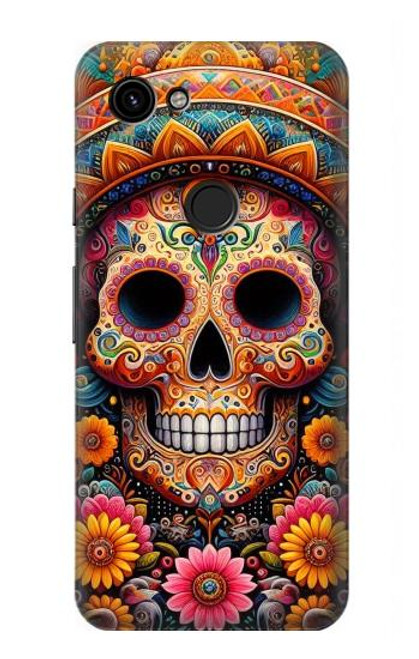 S3999 Mexican Skull Painting Hülle Schutzhülle Taschen für Google Pixel 3a