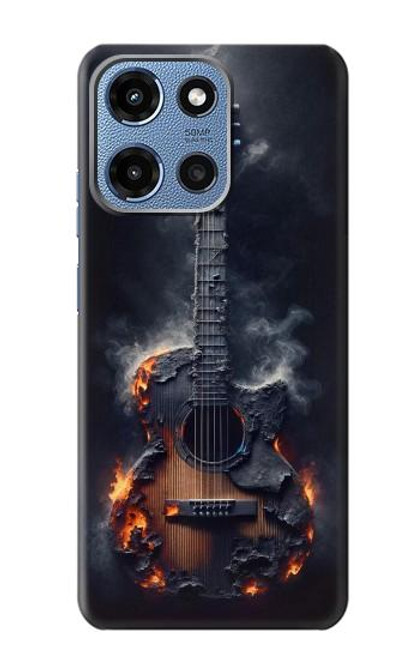 S3972 Burned Acoustic Guitar Graphic Hülle Schutzhülle Taschen für Motorola Moto G 5G (2025)