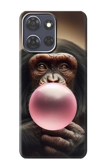 S3973 Chimpanzee Blowing Pink Bubblegum Hülle Schutzhülle Taschen für Motorola Moto G Power (2025,2026)