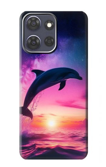 S3980 Dolphin Sunset Milky Way Hülle Schutzhülle Taschen für Motorola Moto G Power (2025,2026)