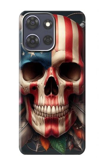 S4015 Skull American Flag Hülle Schutzhülle Taschen für Motorola Moto G Power (2025,2026)