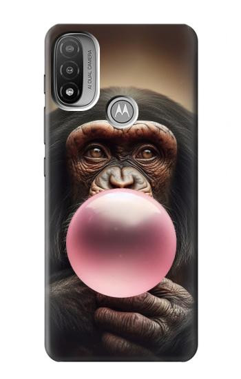 S3973 Chimpanzee Blowing Pink Bubblegum Hülle Schutzhülle Taschen für Motorola Moto E20,E30,E40
