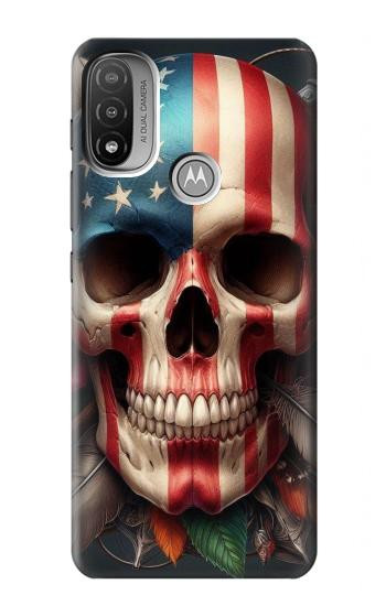 S4015 Skull American Flag Hülle Schutzhülle Taschen für Motorola Moto E20,E30,E40
