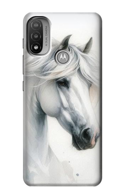 S4025 White Horse Painting Hülle Schutzhülle Taschen für Motorola Moto E20,E30,E40