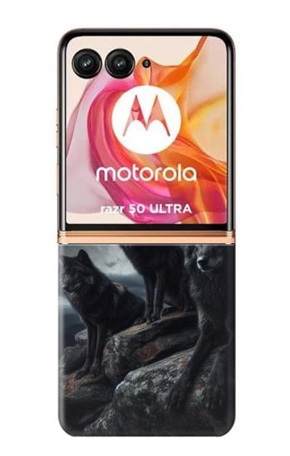 S3970 Black Wolf Full Moon Hülle Schutzhülle Taschen für Motorola Razr 50 Ultra